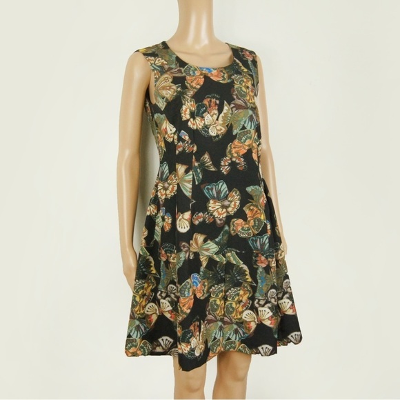 SANDRO FERRONE Black Spring Summer Butterfly Midi  Dress - Picture 2 of 13